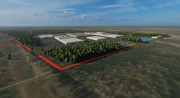 An artist’s rendering of Freyr’s Giga America facility An artist’s rendering of Freyr’s Giga America facility